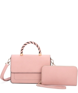 Twisted Top Handle 2 in 1 Satchel LF372S2 PINK